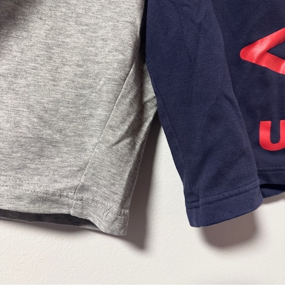 Vintage Umbro Gray Navy Blue Logo Two-Toned Sweat Shorts Youth Size XL 16/18 - Picture 8 of 15